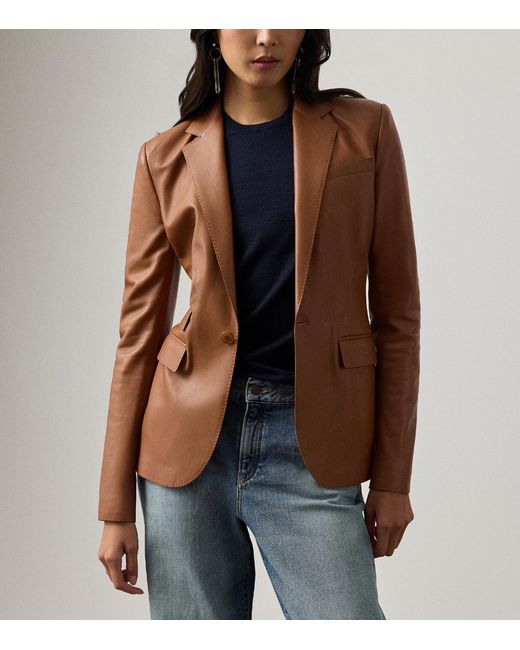 Ralph Lauren Brown Parker Leather Blazer