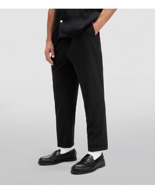 AllSaints Black Recycled Polyester-blend Pinstripe Tallis Trousers for men