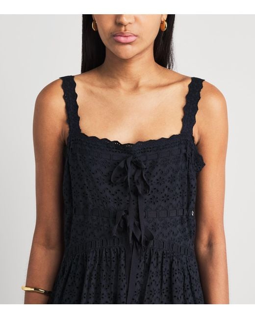 Ulla Johnson Blue Broderie Anglaise Constance Maxi Dress