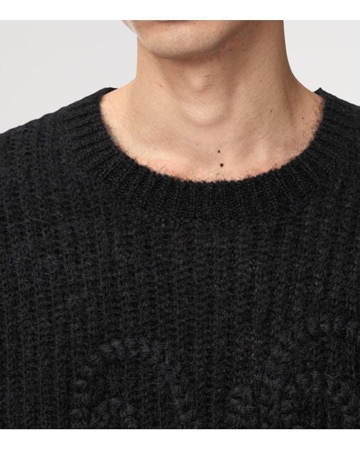 AllSaints Black Embroidered Chainy Sweater for men