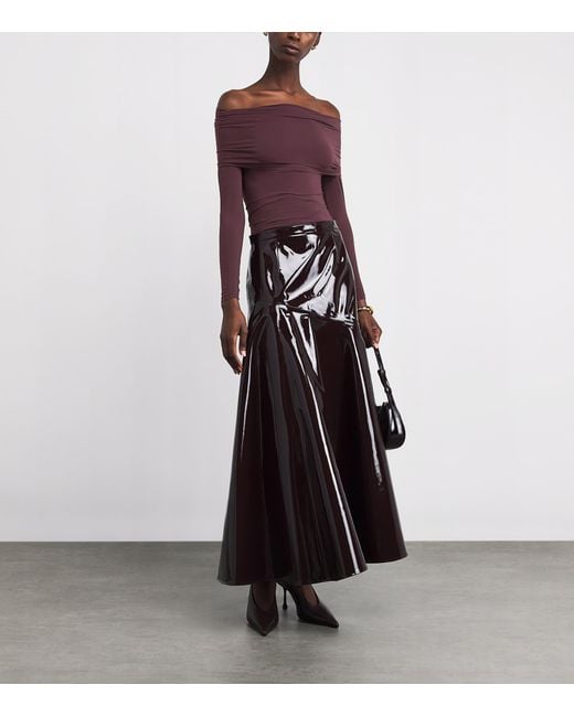 Wolford Purple Off-The-Shoulder Draped Top