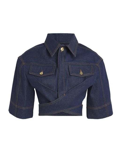 Jacquemus Blue Demin Wrap-Around Shirt