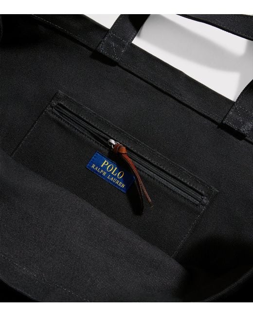 Polo Ralph Lauren Black Cotton Logo Tote Bag for men