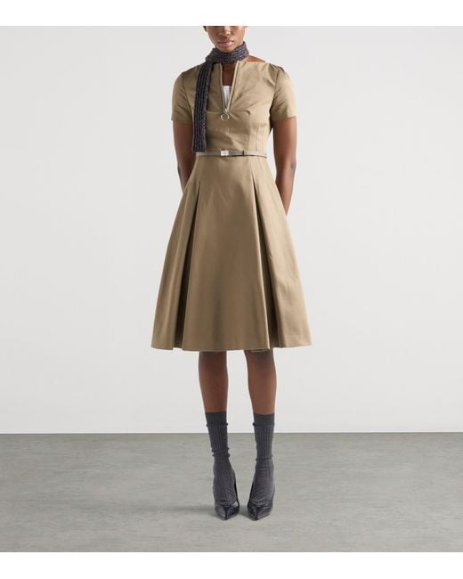 Prada Natural Cotton Belted Mini Dress