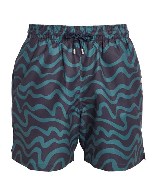 Derek Rose Blue Maui Wave Print Swim Shorts for men