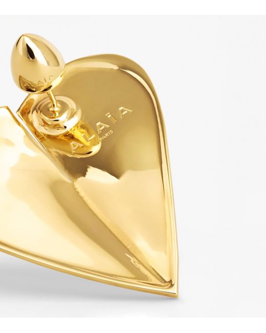 Alaïa Metallic Le Coeur Stud Earrings
