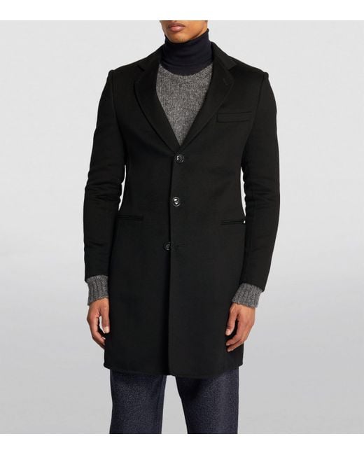 Giorgio Armani Black Cashmere Single-Breasted Coat for men