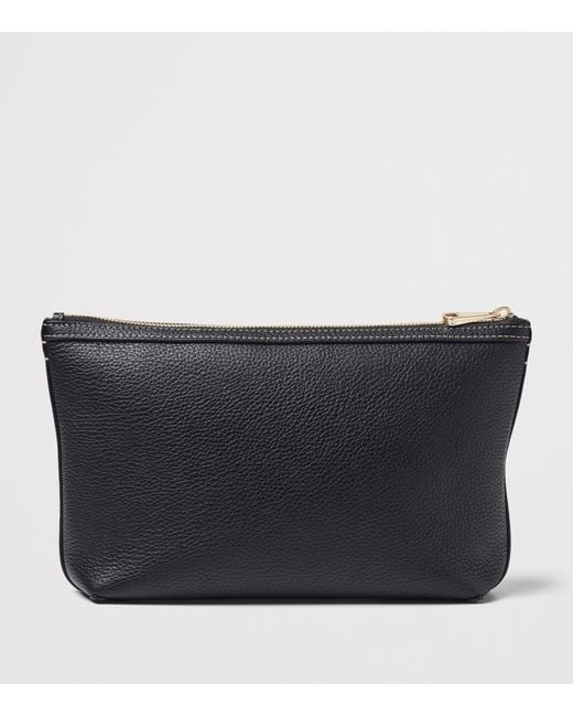 Aspinal Black Leather Hudson Toiletry Bag