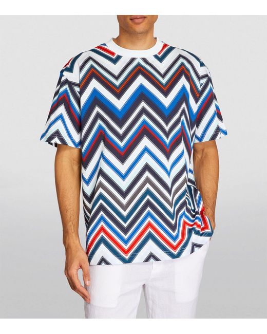 Missoni Blue Cotton Zigzag T-shirt for men