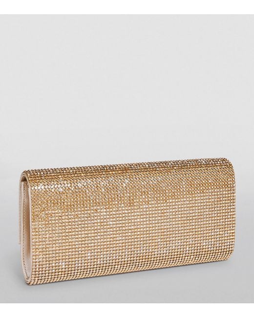 Judith Leiber Natural Satin Crystal-Embellished Perry Clutch Bag
