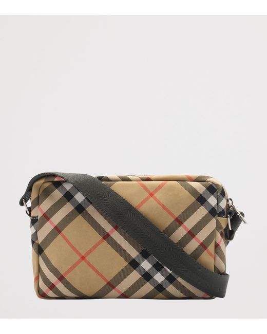 Burberry Brown Small Canvas Check Cross-Body Bag for men