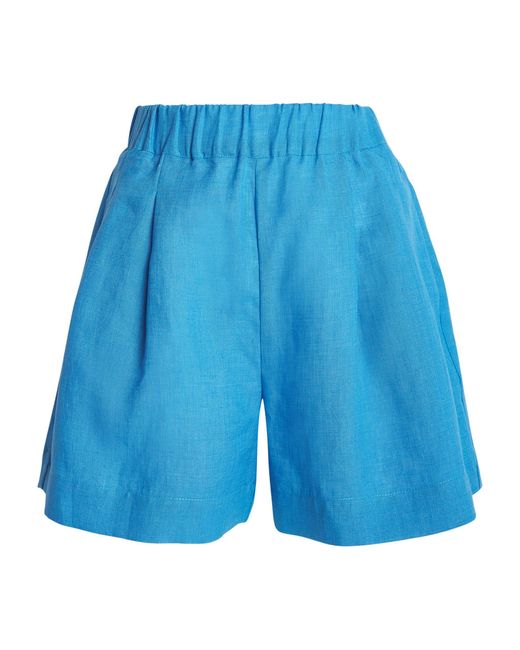 Asceno Blue Organic Linen Zurich Shorts