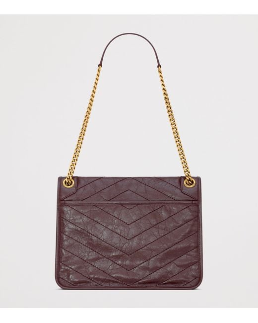Saint Laurent Purple Medium Leather Niki Shoulder Bag