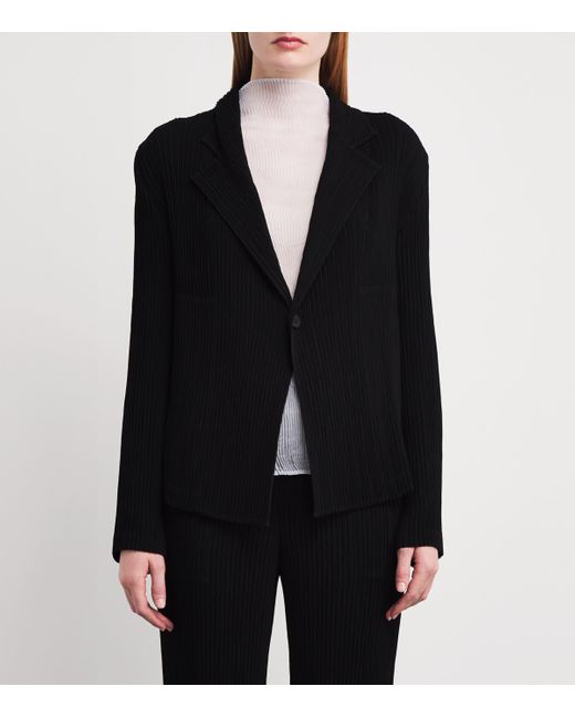 Issey Miyake Black Hatching Pleats Blazer