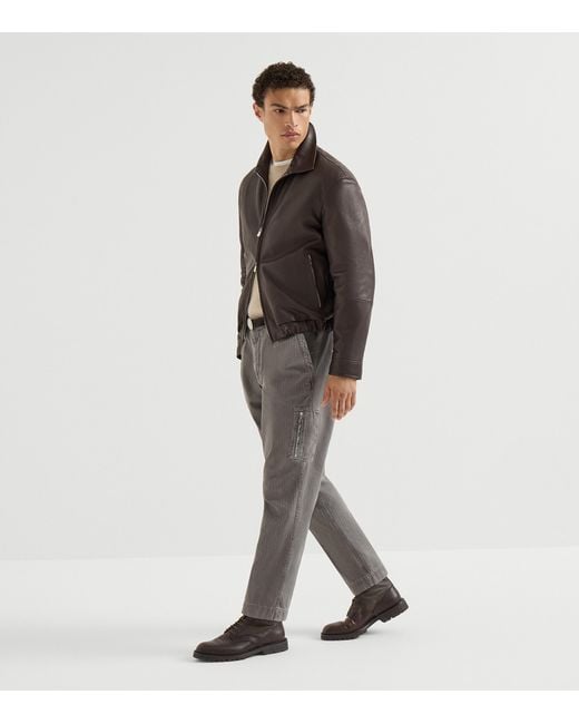 Brunello Cucinelli Natural Cashmere Ribbed Sweater for men