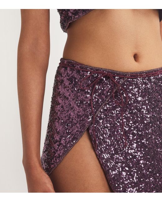 Oseree Purple Embellished Mini Skirt