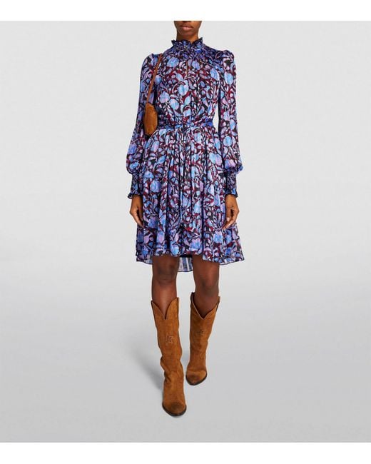 Blue floral swing dress online
