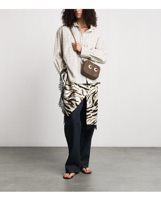 Anya Hindmarch Brown Raffia Eyes Cross-Body Bag