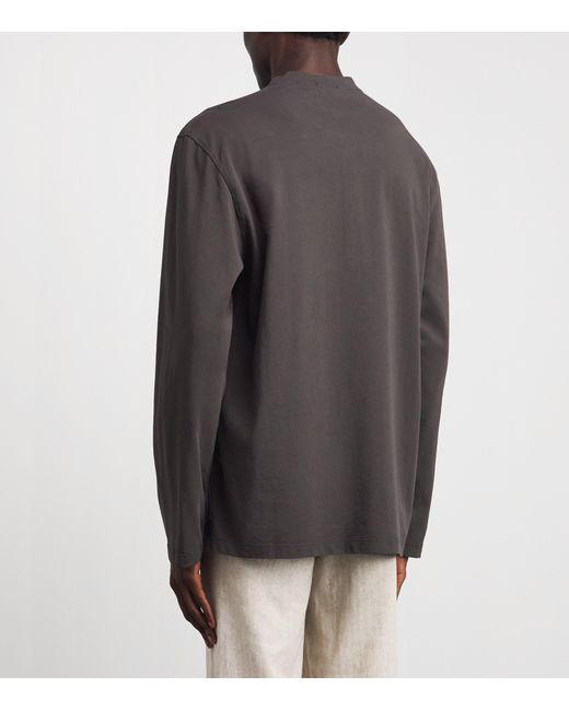 Barena Gray Cotton Jersey Henley Top for men