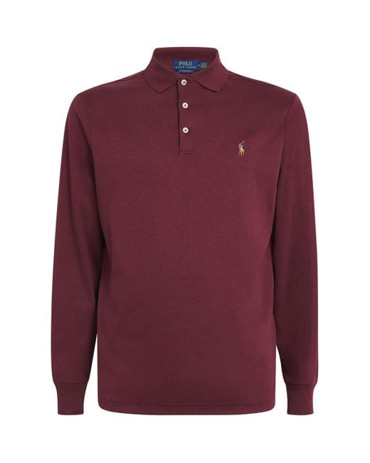 Polo Ralph Lauren Men's Red Pima Cotton Long-Sleeve Polo Shirt