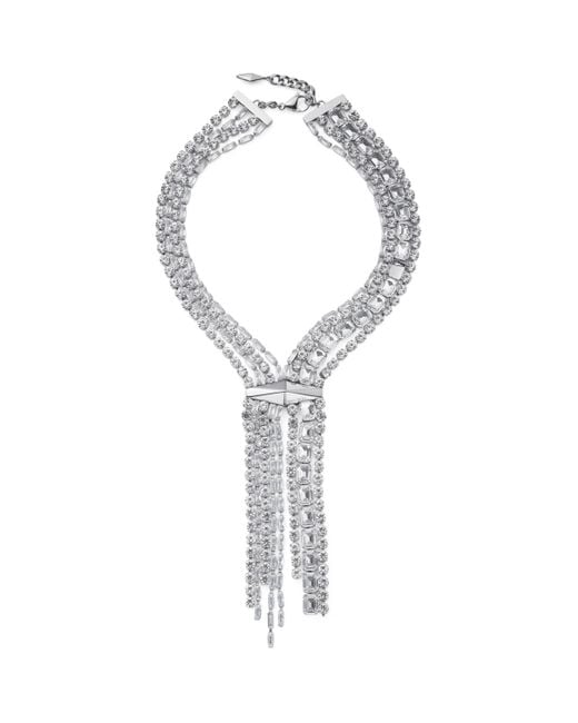 Jimmy Choo White Crystal-Embellished Zandra Necklace