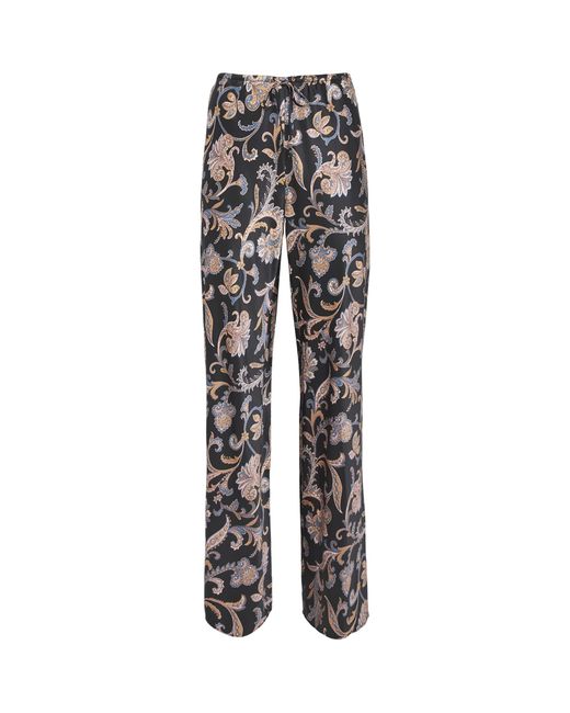 Veronica Beard Gray Silk-Blend Paisley Straight Trousers