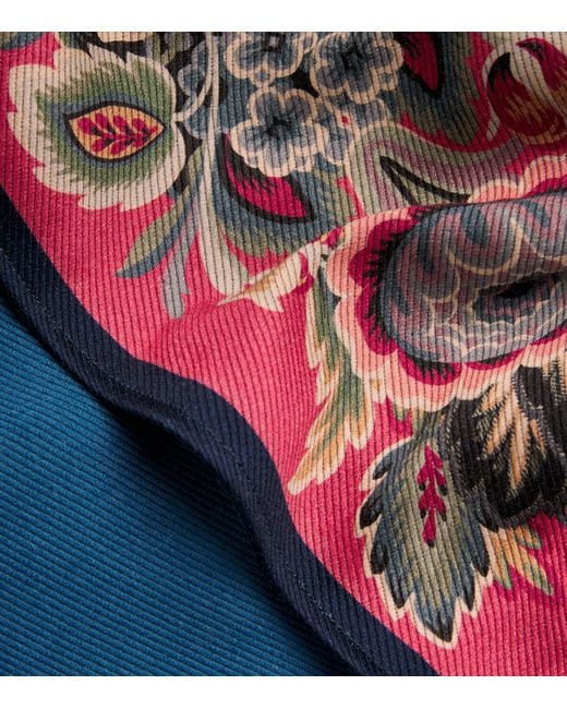 Etro Red Wool-Blend Floral Cape