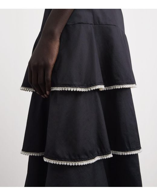 Sandro Black Cotton Embellished Maxi Skirt