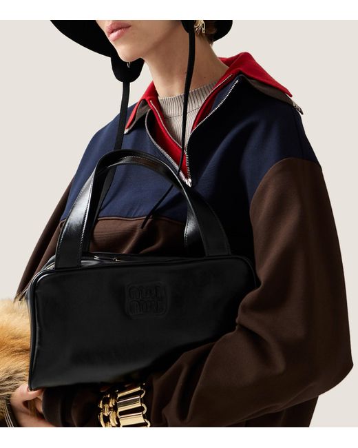 Miu Miu Blue Asymmetric-Zip Polo Sweatshirt