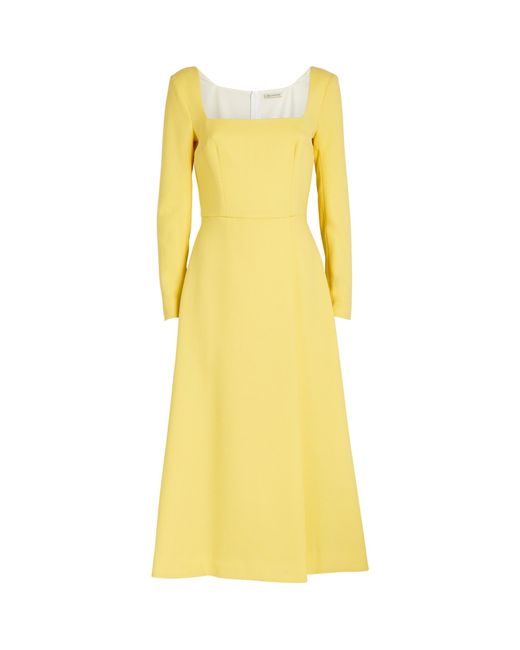 Emilia Wickstead Pleated Glenda Midi Dress in Yellow | Lyst
