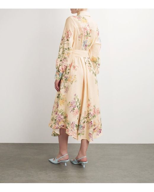 Zimmermann Natural Linen Floral Halliday Dress