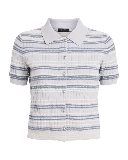 Rag & Bone White Cotton-Blend Stripe Karina Cardigan