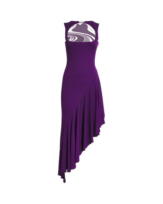 Alaïa Purple Jersey Asymmetric Mini Dress