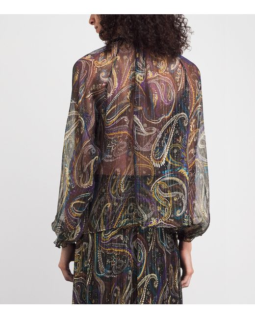 Etro Gray Silk Paisley Blouse