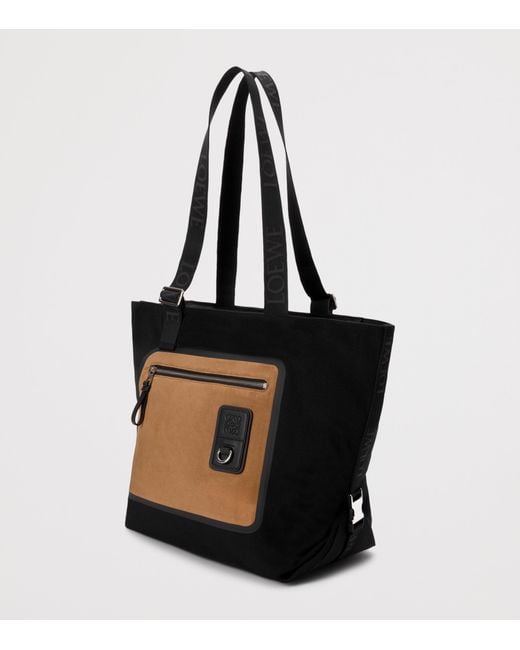 Loewe Black Calfskin-Patch Flex Tote Bag for men