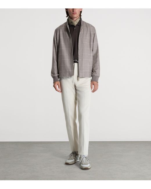 Dunhill Gray Cashmere Check Print Athluxury Jacket for men