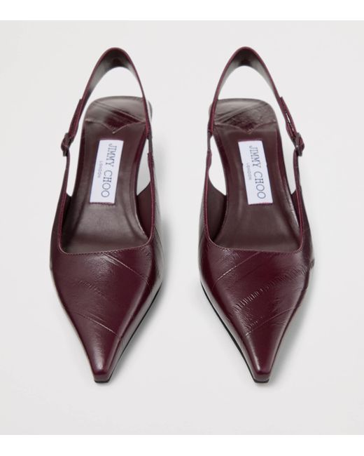 Jimmy Choo Brown Amel 50 Leather Slingback Pumps