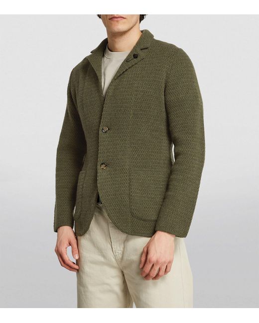 Lardini Green Cashmere Knitted Blazer for men