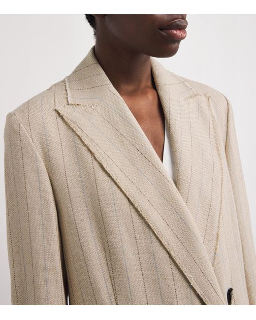 MAX&Co. Natural Cotton-Blend Pinstripe Blazer