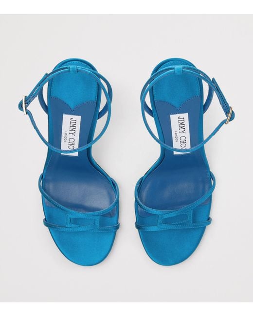 Jimmy Choo Blue 1998 Leo 100 Satin Heeled Sandals