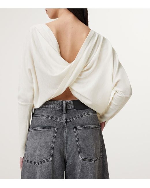 AllSaints White Wool Julieana Wrap Sweater