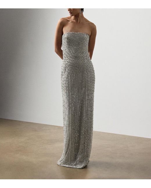 Ralph Lauren White Embellished Shelly Maxi Dress