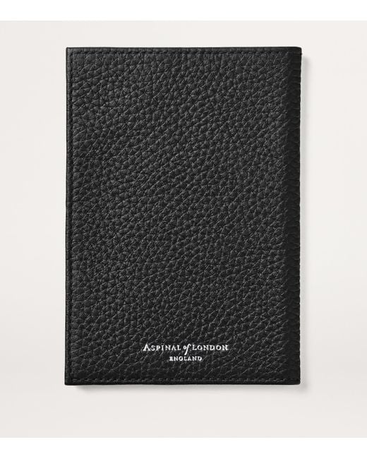 Aspinal Black Leather Passport Cover for men