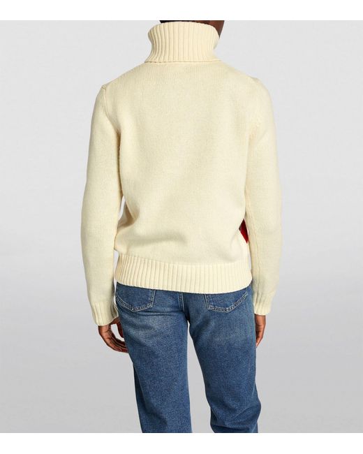 Polo Ralph Lauren White Wool Crest Rollneck Sweater