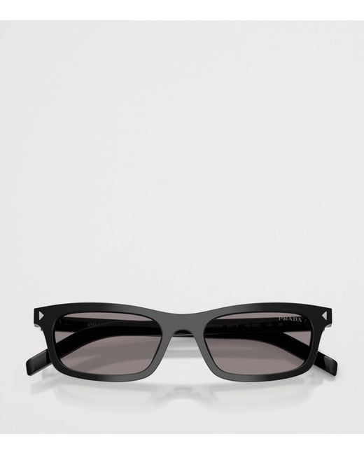 Prada Gray Acetate Rectangle Sunglasses