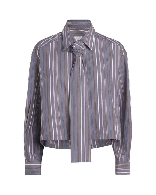 Claudie Pierlot Purple Lavallière-Neck Stripe Shirt