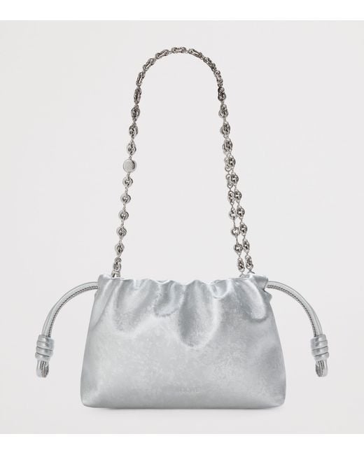 Loewe Gray Mini Leather Flamenco Clutch Bag