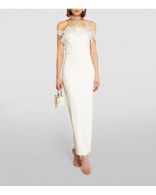Alessandra Rich White Organza-trim Maxi Dress
