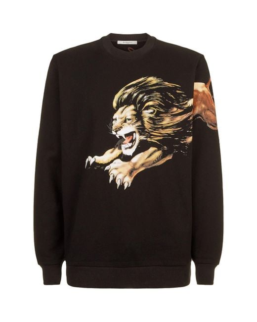 Givenchy Black Lion Print Cotton Jumper for men