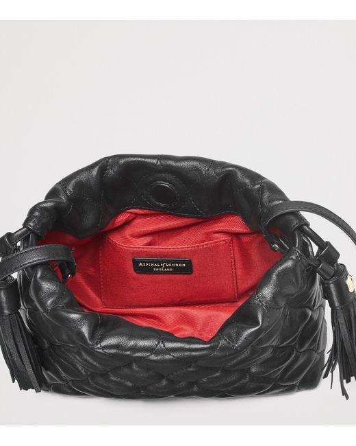 Aspinal Black Velvet Freida Top-Handle Bag